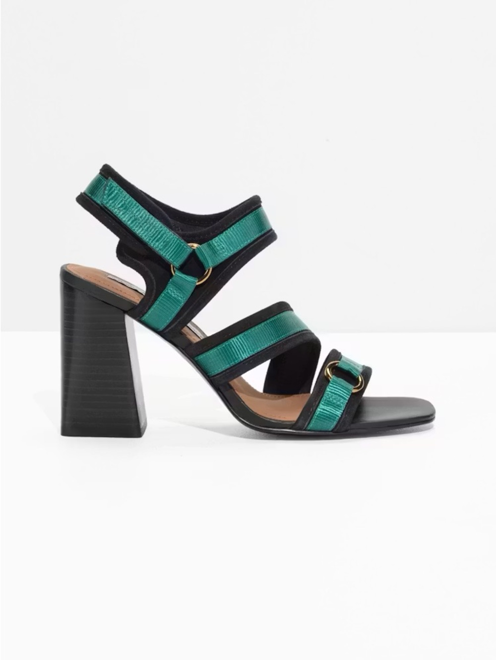 & Other Stories Turquoise Black Block Heel Sandals EU 41 US 10